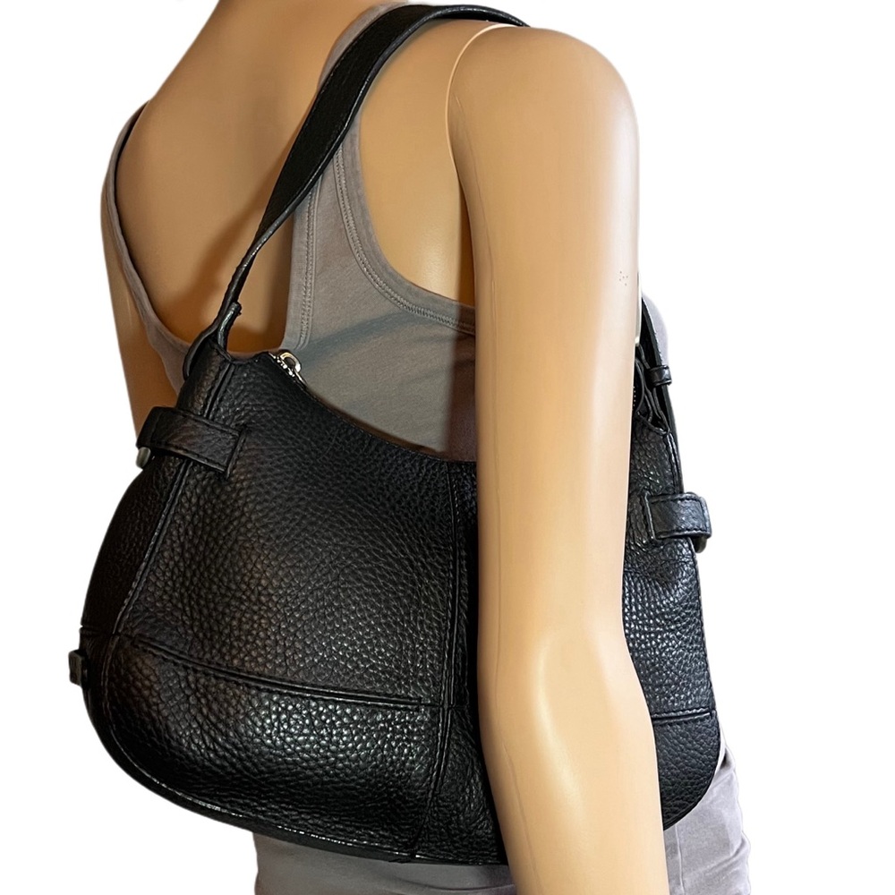 COLE HAAN Black Pebble Leather Hobo Bag Purse